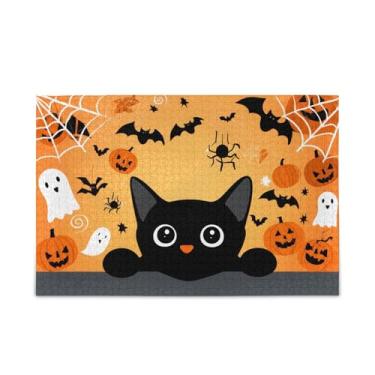 Imagem de JUZIHAI Quebra-cabeças de gato de Halloween para adultos, 1000 peças, grande de madeira, jogos desafiadores para crianças e adultos