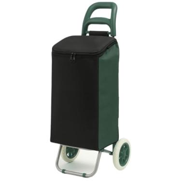 Imagem de Bolsa para Carrinho de Feira 54L em Nylon Reforçado – Tampa com Zíper, Dobrável e Resistente para Compras e Mercado(Verde Musgo)