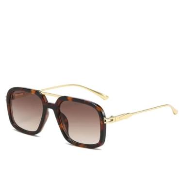 Imagem de VFDHN Óculos de Sol Grandes Retrô Femininos com Armação de Liga Metálica, Luxo Vintage e Lentes Degradê (TYJ365-4)