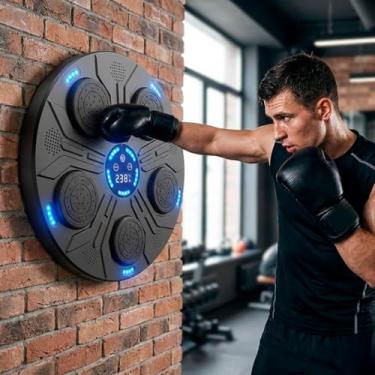 Imagem de Máquina de Boxe Musical Inteligente com LED, 45 cm, Conexão Bluetooth, Com Música E Iluminação Para Treinos Com RGB Acompanha Luvas De Boxe