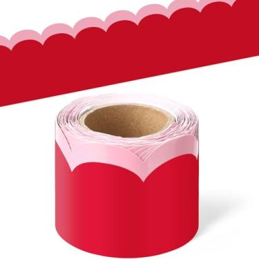 Imagem de Fuutreo Bordas de quadro de avisos de onda do dia dos namorados de 10 metros, romântico, vermelho, rosa, formato fofo, quadro recortado, decoração de parede, para escola primária, sala de aula, porta