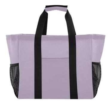 Imagem de ODAWA Bolsa de praia durável e lavável violeta para uso diário, bolsa esportiva dobrável para viagens na praia