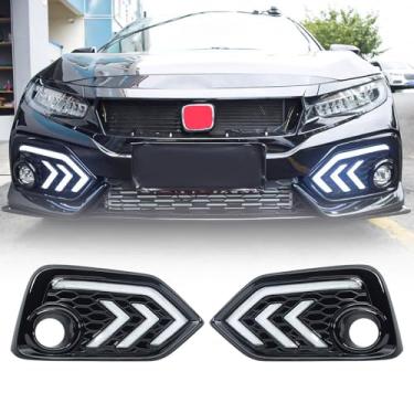 Imagem de Allinoneparts Luzes de circulação diurna compatíveis com Honda Civic Hatchback 2017-2019, kit de lâmpada de direção LED DRL com luzes de seta