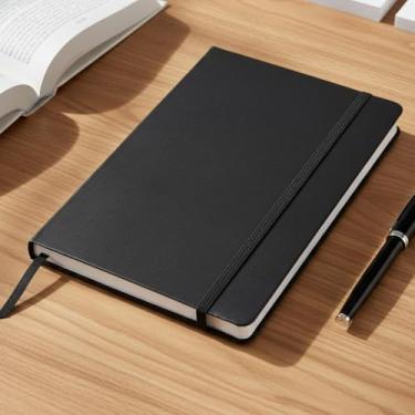Imagem de Caderno de Anotações Tipo Moleskin com Linhas 80 Folhas A5 – Caderno Capa Dura, Caderneta Executiva Pautada para Escritório, Estudos, Trabalho e Anotações diárias - UpShop