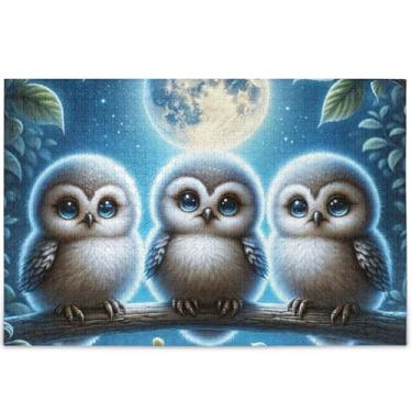 Imagem de Corujas personalizadas quebra-cabeças florais fofos 500 peças para adultos divertidos elefantes brancos presentes família divertido quebra-cabeça família brinquedo arte, 52 cm x 37,8 cm