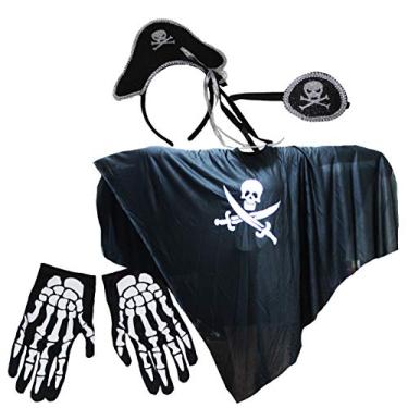 Imagem de Petitebella Fantasia infantil de pirata preta (tamanho único, conjunto A)