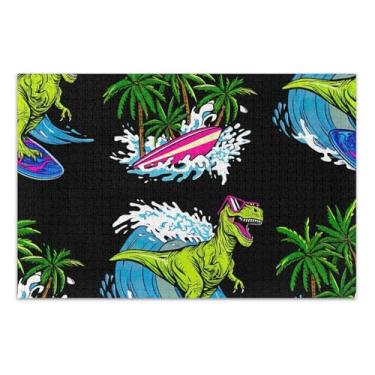 Imagem de Quebra-cabeças 500 peças para adultos, presentes de elefantes brancos, presentes masculinos, pintura de belas artes, tiranossauro fixe, Rex, surf, preto, 51 x 35 cm