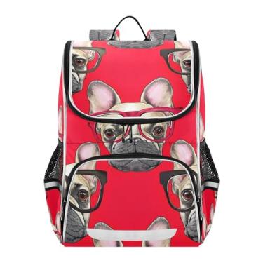 Imagem de Joisal Boys Backpacks Cartoon French Bulldogs Vibrant Red Backpack for Girls Kids Student Travel Back to School Bag Personalized Daycare Elementary Book Bags Fun