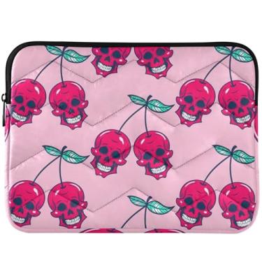 Imagem de Capa para notebook rosa engraçada caveira de morango para MacBook Air 13 polegadas capa protetora universal para laptop de 13 a 14 polegadas