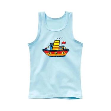 Imagem de Camiseta Sem Mangas De Algodão Para Menino Com Estampa De Barco, Top D