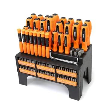 Imagem de Jogo de Chaves de Fenda Phillips e Bits 100 Peças FORTG Pro FG8193 Kit Profissional com Suporte Organizador Magnético em Aço Cromo Vanádio e Emborrachado