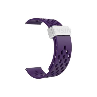 Imagem de KAVJU Pulseira magnética de silicone de 22 mm, 20 mm e 18 mm para Huawei GT5 GT5 Pro, GT4, GT3, 46 mm, respirável para Huawei Watch GT5 GT4 de 41 mm (roxo escuro, P, 22 mm)