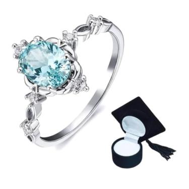 Imagem de Anel De Formatura Prata Banhado Prateado Profissões Profissão (Aquamarine, 21)