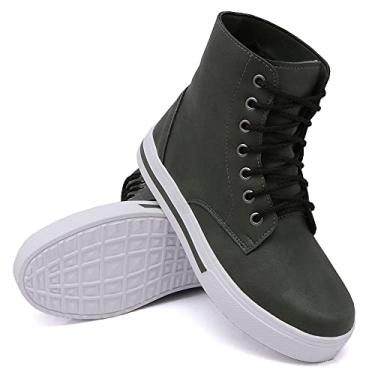 Imagem de Tenis Cano Alto Casual Feminino Liso com Sola Alta Reta e Cadarço