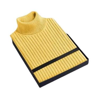 Imagem de Suéter Masculino De Lã Gola Alta Manga Longa Slim Fit Pesado Casual Li