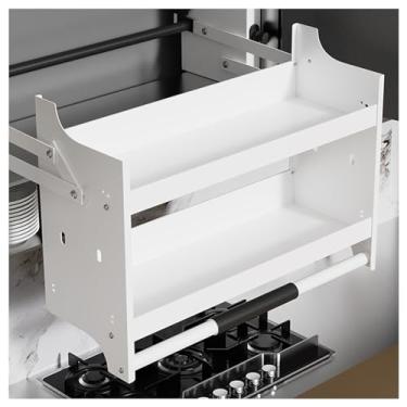 Imagem de ZDJZMGZ Prateleira organizadora de armário removível, prateleira de puxar para baixo para armário alto, prateleira de armário dobrável, adequada para cozinha, bar, café, armário e despensa, rolamento