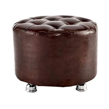 Imagem de SGeneE Banqueta para pés de madeira maciça banco de couro para sofá para mudança de sapatos banco estofado (#1)