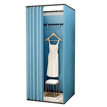 Imagem de HHHJQFAAT Vestiário temporário azul para sala de provação, kit de cortina de vestiário para o vestiário portátil de escritório de shopping (cor: azul, tamanho: 100 × 100 × 200 cm) (azul 100 × 100 ×