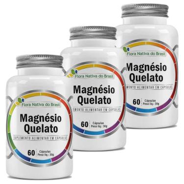Imagem de 3x Magnésio Quelato 60 Cápsulas 500mg Multivita-Unissex