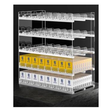 Imagem de Prateleiras de exibição de loja, vitrine de cigarro de acrílico para varejo, rack de exibição de cigarros de supermercado, suporte de exibição de cigarro automático (80,5 x 29 x 78,7 cm)