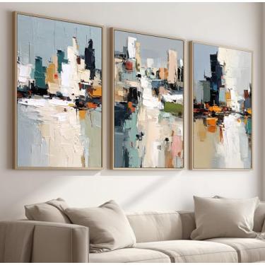 Imagem de Kit 3 Quadros Decorativos Com Moldura Tecido Canvas, Arte Para Quarto, Sala, Corredor
