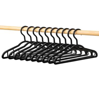 Imagem de Kit 10 Cabides Adulto Preto Antideslizante Reforçado Cabide Resistente Para Roupas Calças Camisetas Contém Porta Gravata Cinto Lenço Camisas Ternos Gancho para Vestido