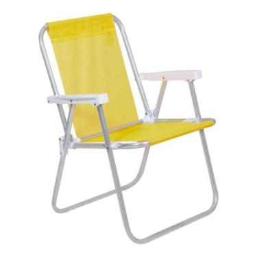 Imagem de Cadeira de Praia Alta Lazy Sannet Bel Aluminio Leve Dobravel Amarelo