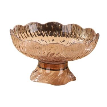 Imagem de Baoblaze Fruteira de pedestal para guardar petiscos, peça central moderna, bandeja de frutas com de drenagem para sala de jantar, cozinha e sala de, Cor Café