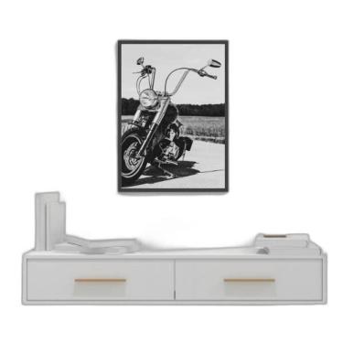 Imagem de Quadro Fotografia Preto E Branca Moto 24X18Cm - Com Vidro