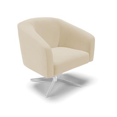 Imagem de Poltrona Decorativa Giratória Cromada Stella Linho Areia D03 - D'Rossi