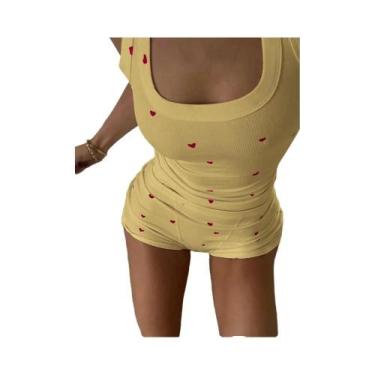 Imagem de Conjunto Feminino De 2 Peças Com Estampa De Coração: Top Cropped Sem M