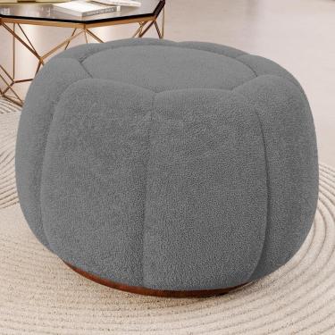 Imagem de Puff Decorativo Estilo Abóbora Orgânico Shell Bouclê Cinza Escuro - Desk Design