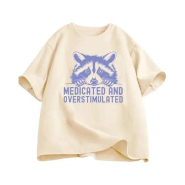 Imagem de Camiseta Feminina De Verão Com Manga Curta, Estampa De Guaxinim Estimu