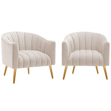 Imagem de Kit 2 Poltronas Decorativas Sala De Estar Recepção Senna Linho - Adj Decor Cor Azul Royal