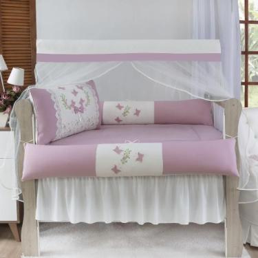 Imagem de Kit de berço americano borboleta com laço em tecido de algodão com 9 p