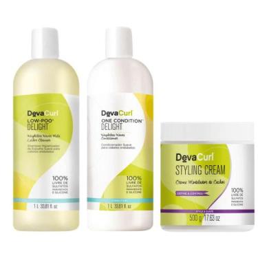 Imagem de Deva Curl Low-Poo Delight 1L, Condicionador 1L e Styling Cream 500ml