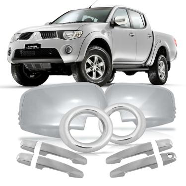 Imagem de Kit Aplique Cromado Maçaneta Retrovisor Milha Mitsubishi L200 Triton 2012 à 2013