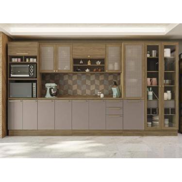 Imagem de Armário de Cozinha Modulada Completa Reta 9 peças 4,00m 225 Botanic Ka