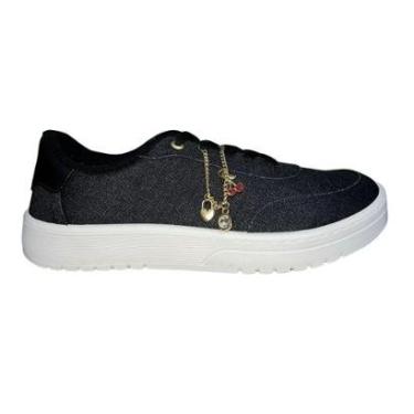 Imagem de Tênis Casual Pingente Decorativo Feminino Moleca 5791.120 Preto-Feminino