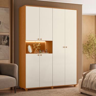 Imagem de Guarda-roupa Solteiro 06 Portas Glória Cinamomo / Off White