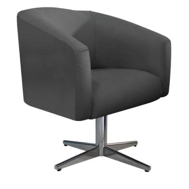 Imagem de Poltrona Luiza Base Giratória de Metal Linho Chumbo