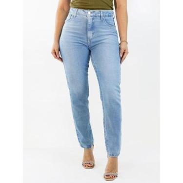 Imagem de Calça Feminina Jeans Mom Azul Claro Alta Algodão Anticorpus-Feminino