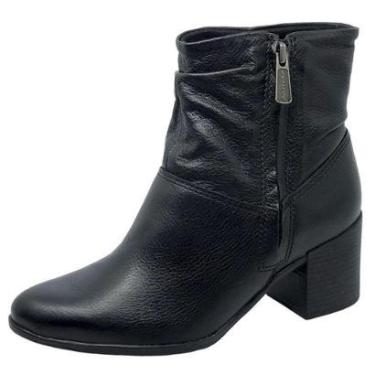 Imagem de Bota Feminina Couro Cano Baixo Salto Médio Conforto Bottero-Feminino