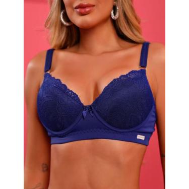 Imagem de Sutiã Rendado com Bojo Push up Básico Efeito Silicone Premium P ao GG 