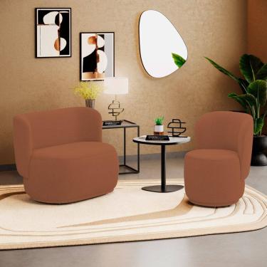 Imagem de Poltrona e Namoradeira Orgânica Molly Bouclê Terracota - Abmaza
