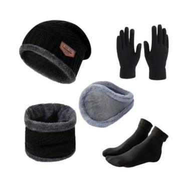 Imagem de Conjunto De Gorro De Inverno Masculino Com Protetores De Orelha, Luvas