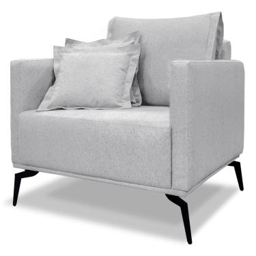 Imagem de Poltrona Sala De Estar Liv 1 Lugar Linho Fibra Siliconada Cinza Milani Movelaria
