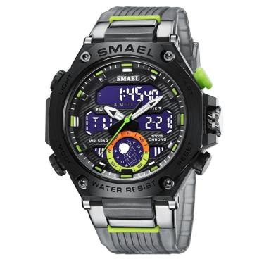 Imagem de Relógio Masculino Esportivo 5ATM Smael AnaDigi 8069 Fume e Preto-Masculino