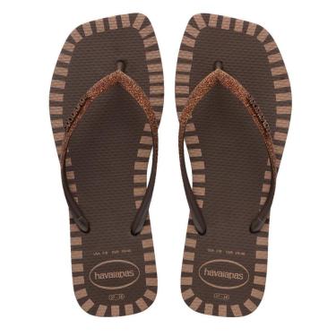 Imagem de Chinelo Havaianas Feminino Square Glitter Contour - Café-Feminino