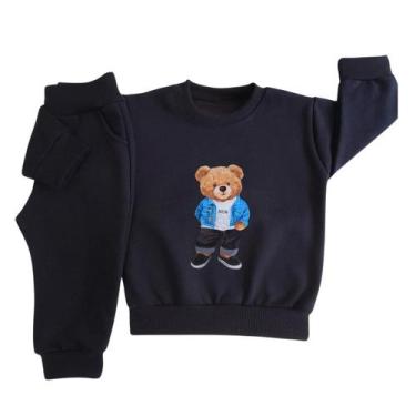 Imagem de Moletom Bebê Infantil Flanelado Menino Conjunto de Frio Peluciado Inve